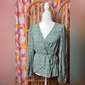 & Other Stories Green Floral Wrap Blouse SZ 8